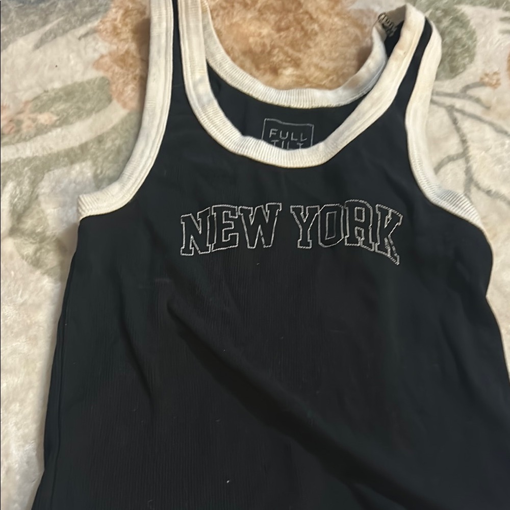 Full Tilt Black and White Fitted Sleeveless Tank Top